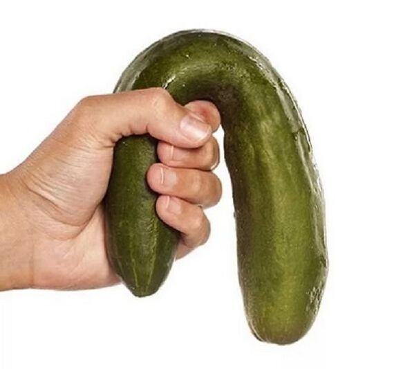 eng Gurke an der Hand symboliséiert eng schwaach Potenz